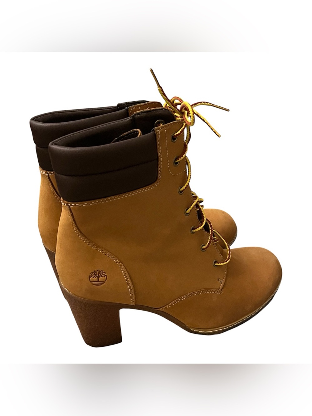 Timberland Women's Wheat/Tan Nubuck Lace-Up Heeled Boots